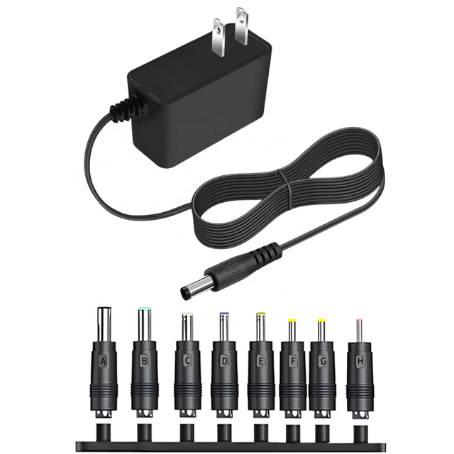 12V 2A 24W Wall Mount Universal AC DC Switching Power Adapter With 8 Interchangeable DC Tips Stable Power Supply