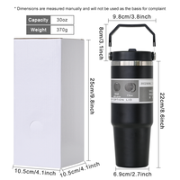 Gobelet isotherme en acier inoxydable 30 oz avec couvercle torsadé et paille rabattable, anti-fuite, isolé sous vide, résistant au froid, sans BPA