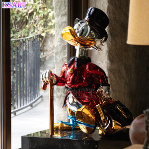 Scultura di Donald Duck Millionaire Elettroplaccata in Fibra di Vetro, Decorazione per Galleria, Artigianato in Resina a Tema Cartoni Animati - Product Image 2