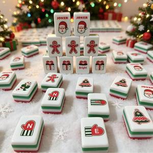 Mahjong <span class=keywords><strong>de</strong></span> Noël américain 2026 : Jeu <span class=keywords><strong>de</strong></span> tuiles <span class=keywords><strong>de</strong></span> maître en acrylique à motif écaille <span class=keywords><strong>de</strong></span> tortue, 4 couches, gravées à la main - Product Image 1