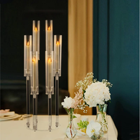 Candélabres de mariage en acrylique à 6 têtes, centres de table, supports à fleurs, décoration pour événements et fêtes