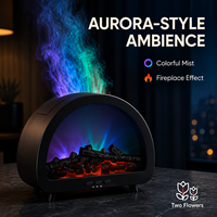 Diffuseur d'arômes à effet flamme avec brume colorée, minuterie 1H 3H 5H, humidificateur décoratif effet cheminée en trois finitions