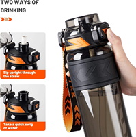 Bouteille d'eau portable en Tritan de 800 ml et 1000 ml avec paille, anti-fuite, antidérapante, avec poignée et cordon, sans BPA, pour étudiants - Vente en gros