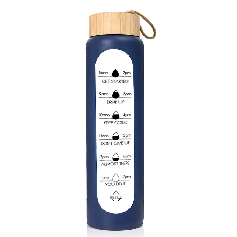 Wholesale 1000ML Borosilicate Glass Water Bottle Single Wall Bottle with Tea Infuser Bamboo Lid