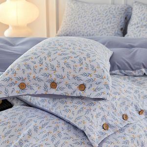 2025 nouveau petit <span class=keywords><strong>bouton</strong></span> Floral Style campagne Style quatre pièces ensemble pur coton japonais lavé coton ensemble - Product Image 3