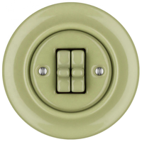 Interrupteurs muraux européens vintage électriques en porcelaine vert, encastrés, 2 gangs, 2 voies, avec MOQ élevé
