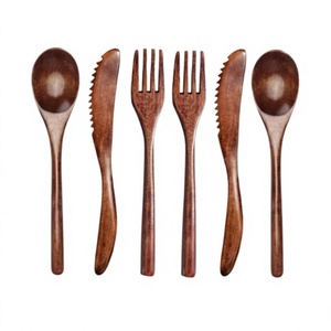 Vente en gros directe usine BS INTERNATIONAL Ensemble de couverts en bois d'acacia véritable poli à la main, durable, léger, style vintage pour fêtes - Product Image 5