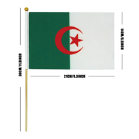 Vente en gros Offre Spéciale les pays du monde 14*21cm Drapeau algérien agitant la main avec tige en bois