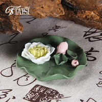 F039 Asiatique zen décor porcelaine fleur de lotus sculpture porte-cône d'encens pour Yoga Méditation Spa Chambre