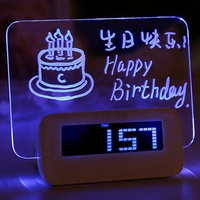 Jam Alarm Suhu Led Desktop Promosi, Jam Hadiah Papan Pesan Daun Led Elektronik Digital LCD