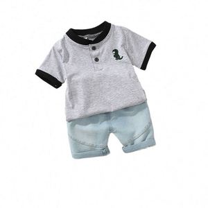 Ensembles de vêtements en coton à imprimé dinosaure rayé pour garçons, nouveaux vêtements pour tout-petits, style décontracté, costumes pour petits garçons de 0 à 4 ans - Product Image 2