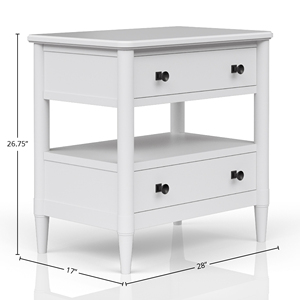 White Nightstand With 2 <b>Drawers</b> <b>Storage</b> <b>Drawer</b> Unit <b>For</b> Bedroom - Product Image 5