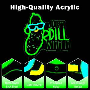 Pickle Neon Sign Just Dill With It Led Sign Dimmable Neon Lights Funny Pickles Light - Product Image 3