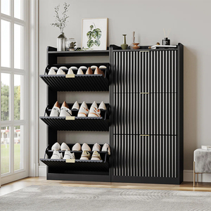 Mueble Zapatero para Entrada con 3 Cajones Abatibles, Capacidad para 18 Pares, Estantes Ajustables, Organizador de Almacenamiento Estrecho para Pasillo - Product Image 3