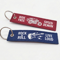 Porte-clés personnalisé en sangle tissée de qualité supérieure, durable, brodé, style Flight Tag, Biker, Moto, Espace, NASA, Rock, Cadeau promotionnel OEM