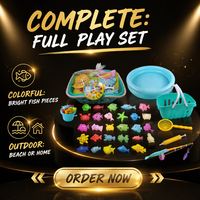 Set Mainan Kolam Ikan Tiup QS Happy Fishing Pond dengan Jaring Pancing dan Keranjang untuk Anak-anak