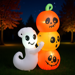 Fantasma y calabaza inflables LED de Halloween de 1.5 m para decoración de jardín exterior, inflables para decoración de fiestas navideñas - Product Image 2