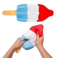 Jouet Squishy Rocket Ice Pop Rouge Blanc Bleu en TPR, en forme de nourriture, souple à presser, sensoriel, anti-stress, cadeau fantaisie, vente en gros