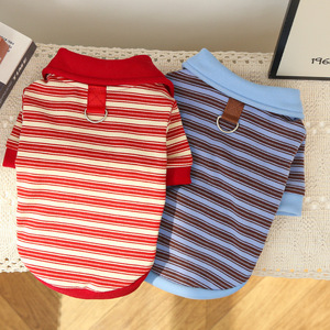 Polo Striped Fleece Sweater <b>For</b> <b>Cats</b> And Dogs Winter Pet <b>Clothes</b> Red Blue Brown Stripes Short Sleeve Pet Apparel - Product Image 4