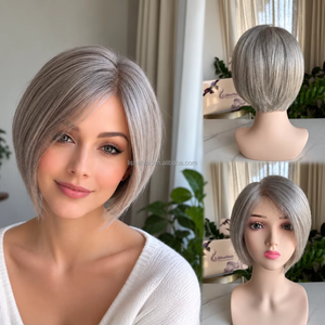 วิกผมสั้นแบบไหมและโมโนท็อปพร้อมส่ง  พร้อมโคน<span class=keywords><strong>ผม</strong></span>สีเข้ม  วิกผมบลอนด์สไตล์ยุโรปสำหรับผู้หญิงผิวขาว วิกผมสำหรับผู้ป่วย - Product Image 6