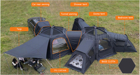 Tente Dôme Familiale Connectable Double Couche Oxford Imperméable pour 8 à 20+ Personnes, Idéale pour Camping, Fêtes en Plein Air et Utilisation avec Voiture (Hayon/Porte-Bagages Arrière)