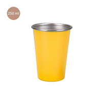 Tasse à café de voyage en acier inoxydable 304 à paroi simple, jaune, 250/260 ml, pour jus, bière, thé, camping en plein air, restaurant, bar