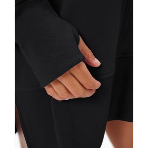 FOXA Sweat-shirt surdimensionné pour femme, col rond, manches longues, avec trou pour le pouce, haut en polaire respirant pour la mode d'automne - Product Image 5