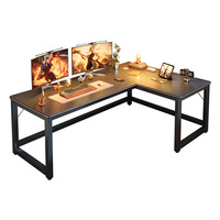 Bureau de Gaming et E-Sports en L Minimaliste Moderne avec Étagère Intégrée en Panneau de Fibre de Carbone Noir Écologique