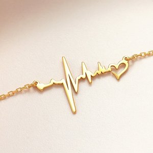 Collana di Alta Qualità con Ciondolo a Forma di Battito Cardiaco e Croce in Acciaio Inossidabile, Gioiello in Oro Puro 18k - Product Image 5