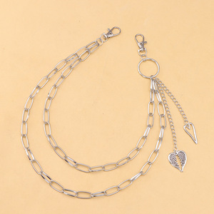 จี้รูปหัวใจ โซ่คาดเอวโลหะสองชั้น เครื่องประดับแฟชั่นสำหรับทุกเพศ สวมใส่ได้ทุกวัน โลหะผสมสังกะสี สไตล์ฮิปฮอป - Product Image 6