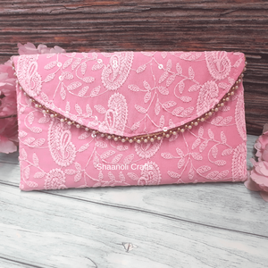 Embrayage ethnique Chikankari pour femmes traditionnelles sac à main de poignet mince multicolore décoration imprimée léger Durable pour mariage - Product Image 2