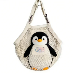 Portable Ecology Organic Cotton Folding <b>Net</b> Mesh Shopping <b>Bag</b> Letter Pattern Portable <b>Net</b> Grocery Tote Shoulder <b>Bag</b> - Product Image 3