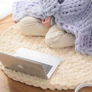 Chunky <span class=keywords><strong>Chenille</strong></span> Trọng Lượng Nhẹ Chăn Dropshipping Chất Lượng Cao Dệt Kim Dày Sợi Đồng Bằng Sàn Khu Vực Thảm Và Thảm - Product Image 3