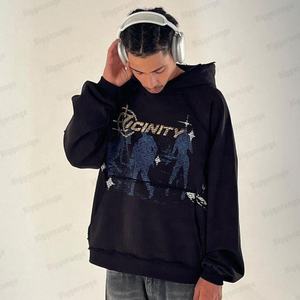 Sweat-shirt à capuche de haute qualité, délavé à l'acide, style vintage américain, hip-hop, couple, imprimé, manches longues, surdimensionné, logo personnalisé - Product Image 2