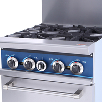 Peralatan Dapur Tradisional Perak Kompor Berdiri Kompor Gas 4 Tungku dengan Oven dan Katup Pengaman