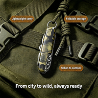 Couteau de poche multi-outils OEM personnalisable, manche camouflage feuille d'automne, ciseaux, scie, tire-bouchon, tournevis en acier inoxydable, EDC, camping