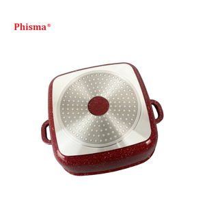 Phisma 2025 Top Venda Die Cast Panelas Quadradas De Alumínio Conjunto De Panelas De Revestimento Cerâmico Panela De Cozinha <span class=keywords><strong>Ware</strong></span> Com Tampa De Vidro - Product Image 4