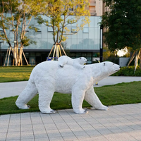 Sculpture réaliste personnalisée de mère et bébé ours polaire, statue d'animal en résine imperméable pour la décoration de parcs en plein air