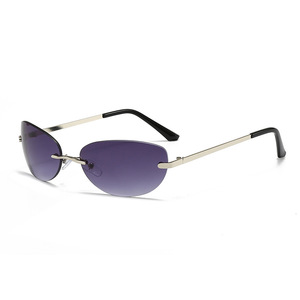 Nouvelles lunettes de soleil futuristes sans monture style œil de chat Y2K unisexe polarisées UV400 teintées tendance 2516 - Product Image 3