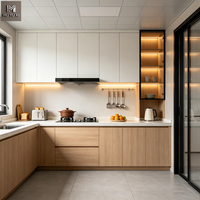 Meubles de cuisine modernes de style minimaliste, petits et complets, sur mesure, en mélamine en forme de L, avec évier