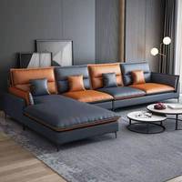 Canapé de salon moderne, ensemble de canapés en cuir capitonné 3 places avec chaise longue, confortable et durable, pour usage domestique
