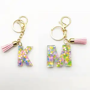 Personalized Temperament Crystal Alphabet Key chain For Women Creative Colored Initial Keychain Pendant Drop Letter Keychain
