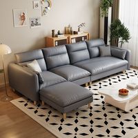 Conjunto de sofá de muebles de sala de estar barato, sofá de lujo moderno, sofás de cuero seccionales simples de lujo de 5 plazas para sala de estar y hogar