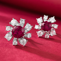 925 Pure Silver Fine Stud Boys Ohrringe Neue kompakte exquisite Pigeon Blood Ruby Boys Ohrringe Einfache vielseitige Ohr zubehör