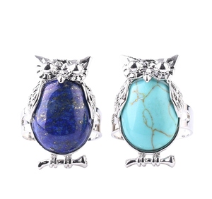 All'ingrosso di alta qualità accessori di gioielli creativi di moda naturale forma ovale <span class=keywords><strong>gufo</strong></span> <span class=keywords><strong>anello</strong></span> - Product Image 5