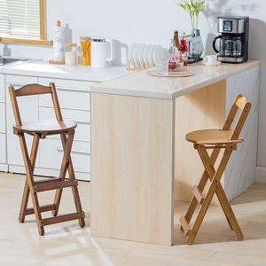<b>Bamboo</b> Bar <b>Stool</b> Foldable High <b>Stool</b> Wood Frame For Home Bar Counter Chair - Product Image 1