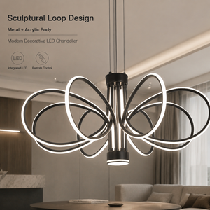 Modern Metal Chandelier With <b>Dimmable</b> Remote Tricolor <b>Led</b> For Dining Room Living Room Indoor Home Decor Large Size - Product Image 2
