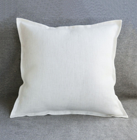 Housse de coussin décorative en polyester aspect lin blanc uni, personnalisable par sublimation avec logo