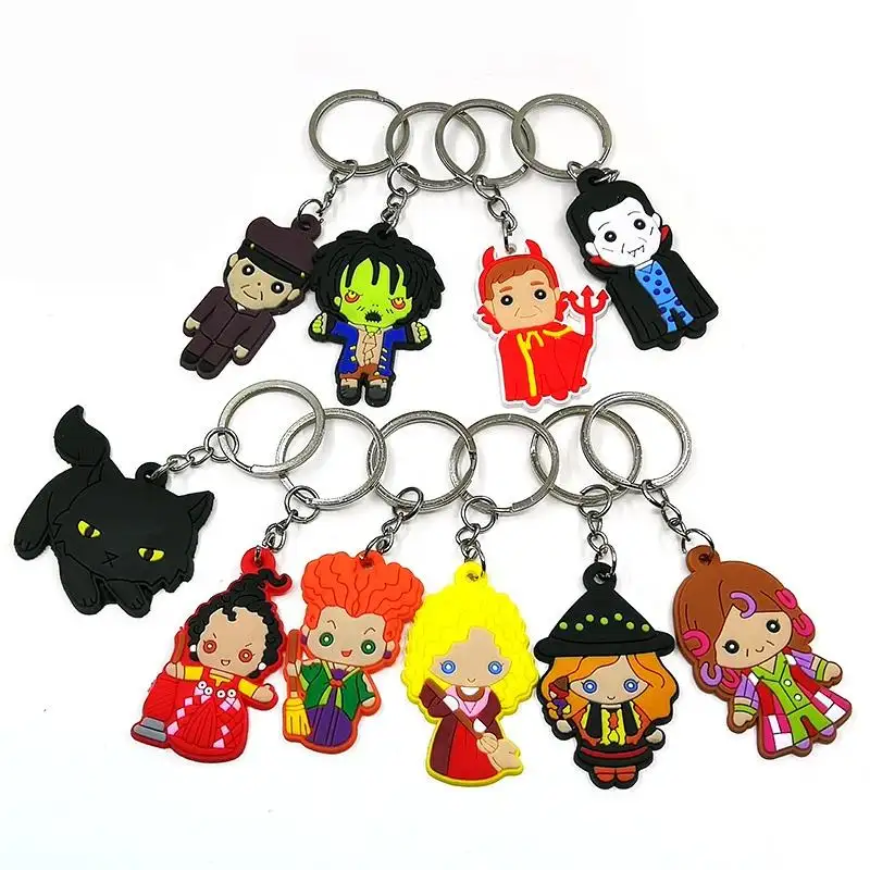 Sleutelhanger Hocus Pocus Cartoon Figuur Sleutelhanger Schattige Anime Sleutelhanger Fit Vrouwen Meisje Fans Souvenir Geschenk Trinket Custom Groothandel