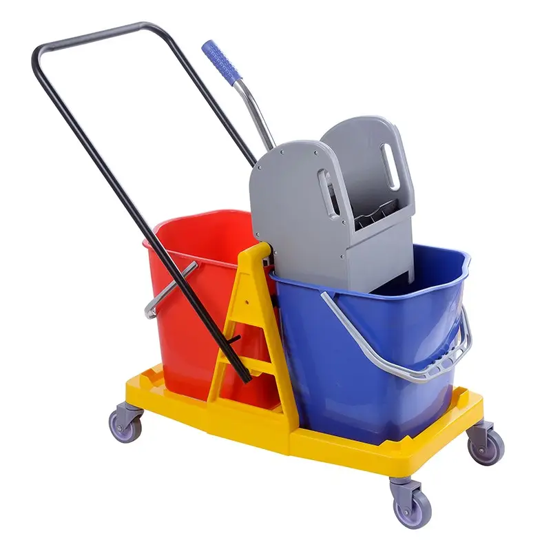 34L Double Mop Bucket Trolley Double Bucket DIRTY and CLEAN UK Seller 